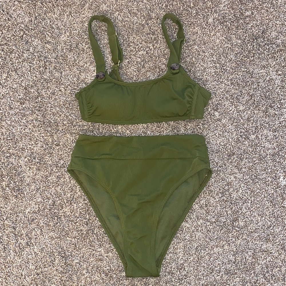 High waisted ribbed bikini